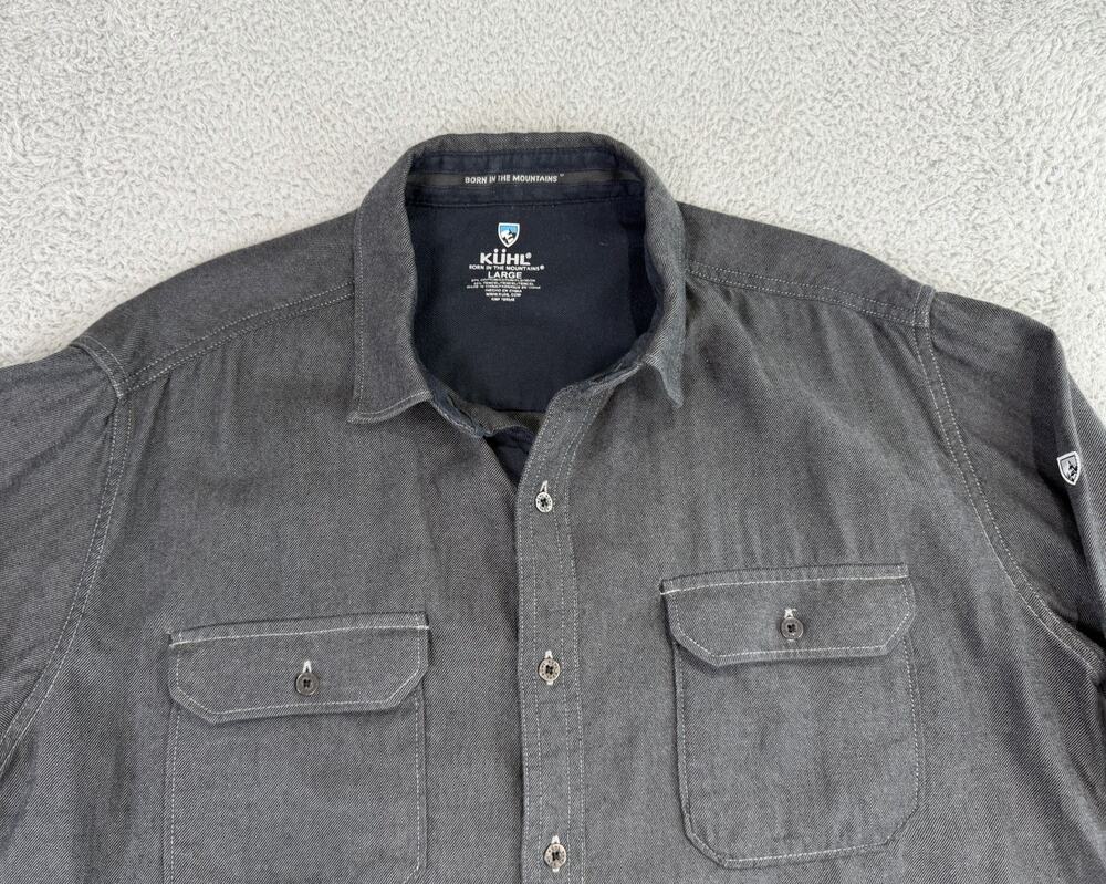 Kuhl Descendr Flannel Mens Large Gray Long Sleeve Button Down Shirt Style 7244